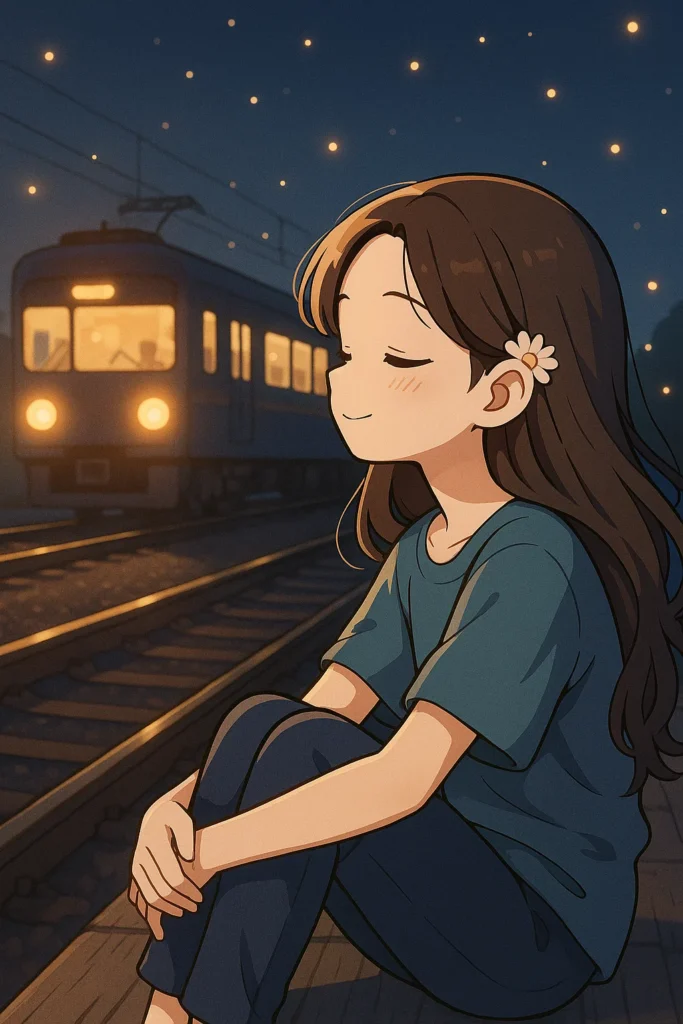 ảnh chill anime bên đường tàu