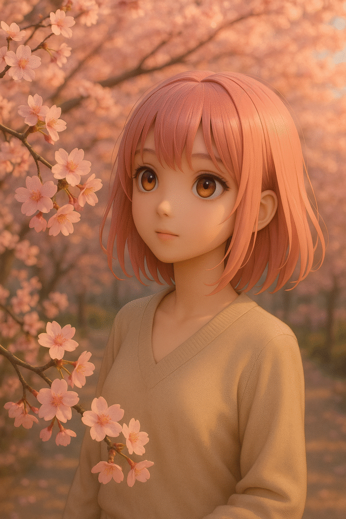 ảnh chill anime ngắm hoa anh đào