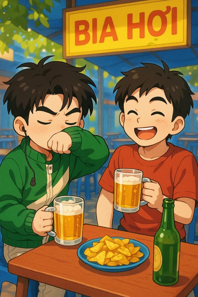 ảnh chill anime uống bia quên sự đời