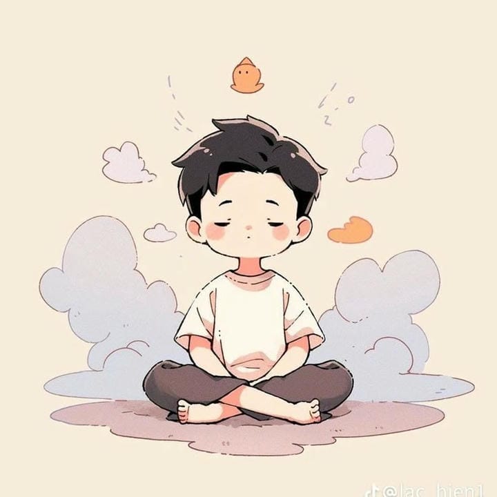 ảnh học sinh chibi đang thiền