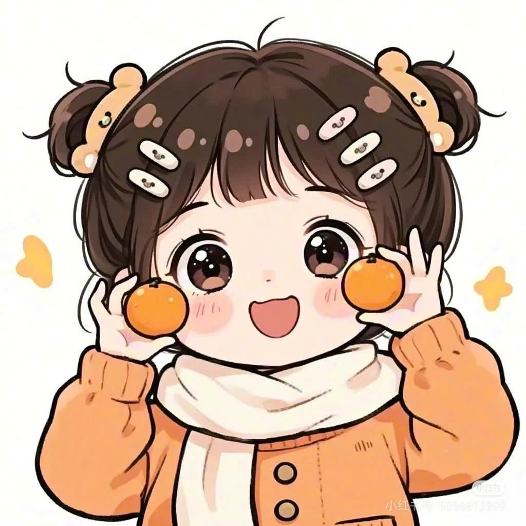 chibi anime cầm quả cam