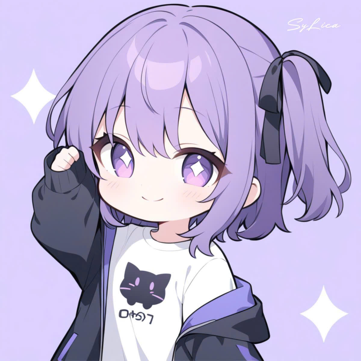 chibi anime màu tím đáng yêu