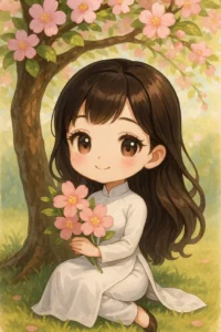 chibi áo dài học sinh siêu đáng yêu