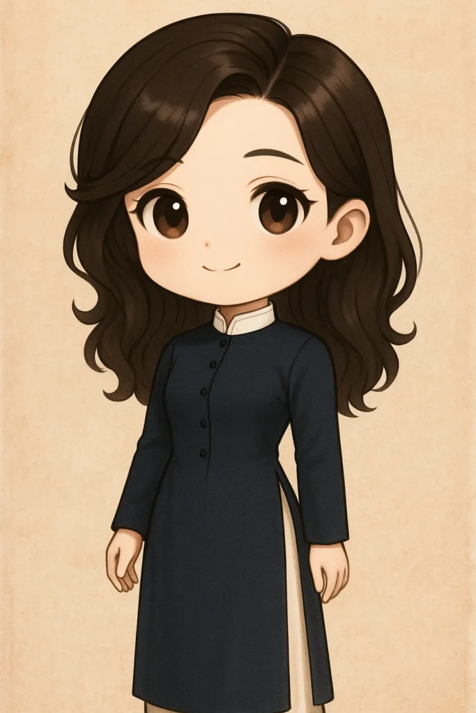 chibi áo dài phương tây thả tóc xinh tươi