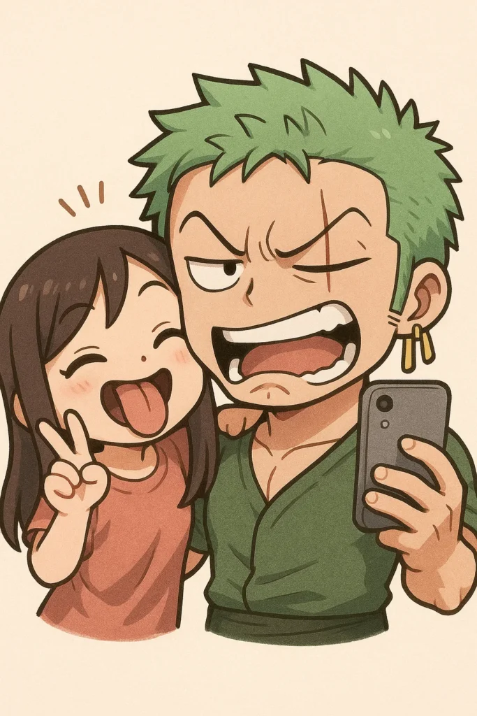 Chibi zoro chụp cùng bạn gái chibi zoro chụp cùng bạn gái