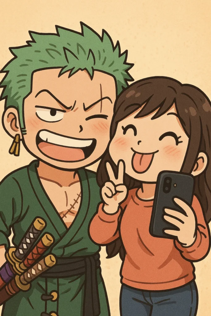 chibi zoro chụp cùng bạn gái cute chibi zoro chụp cùng bạn gái cute