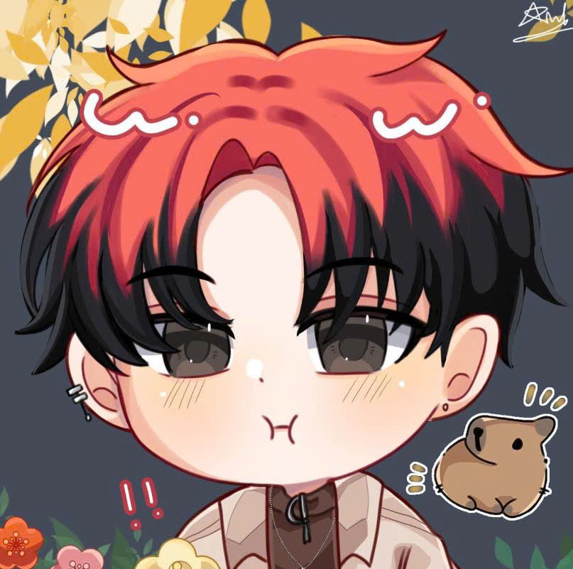 chibi anh trai say hi tóc đỏ