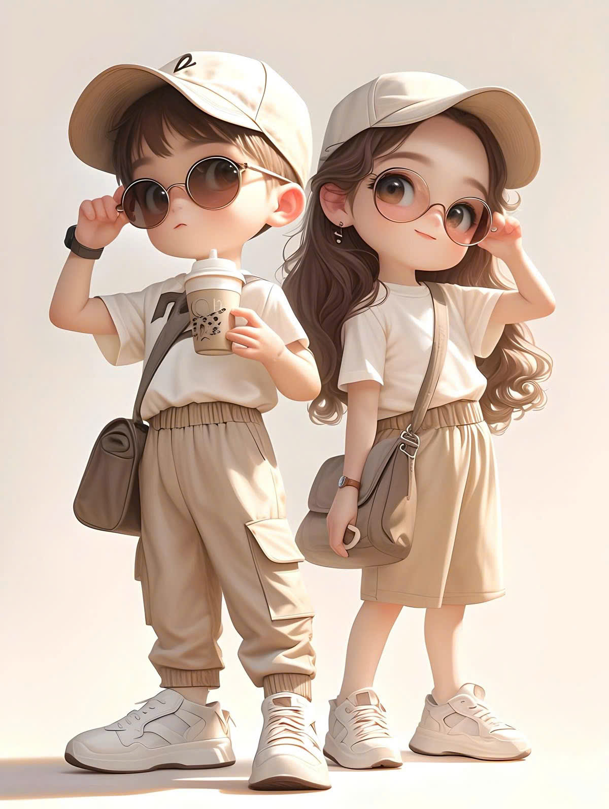 Avatar đôi chibi đeo cặp thể thao Avatar đôi chibi đeo cặp thể thao