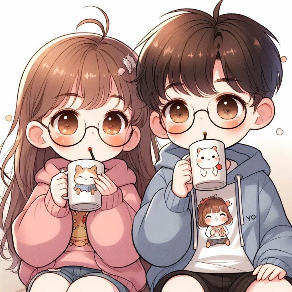 Avatar đôi chibi đeo kính cute Avatar đôi chibi đeo kính cute