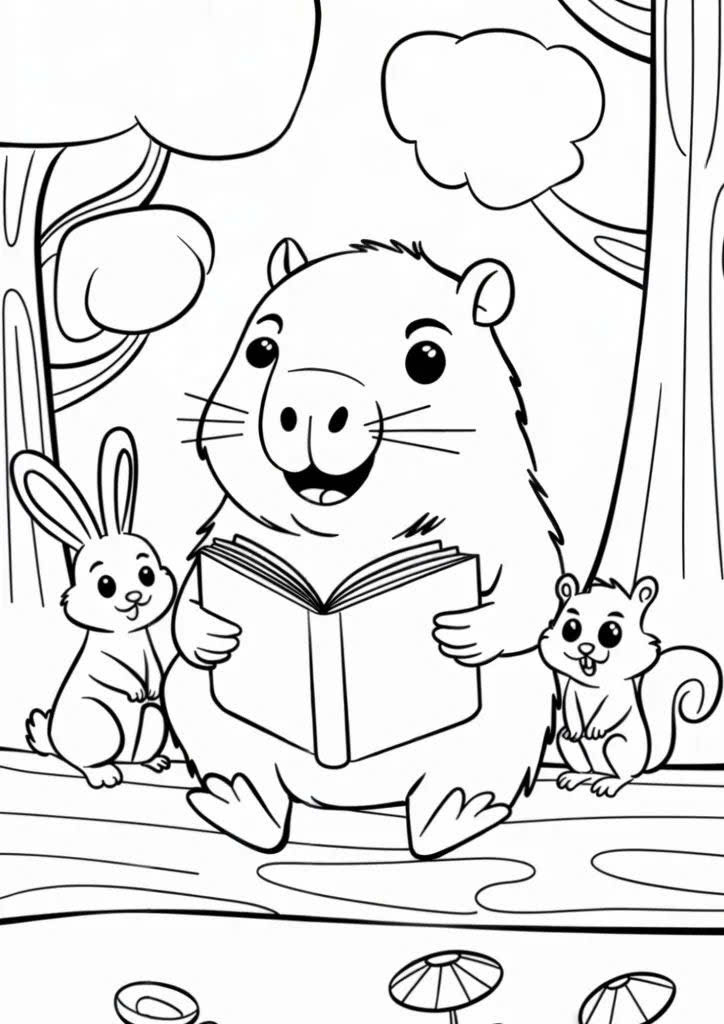 Tô màu capybara chơi với bạn Tô màu capybara chơi với bạn