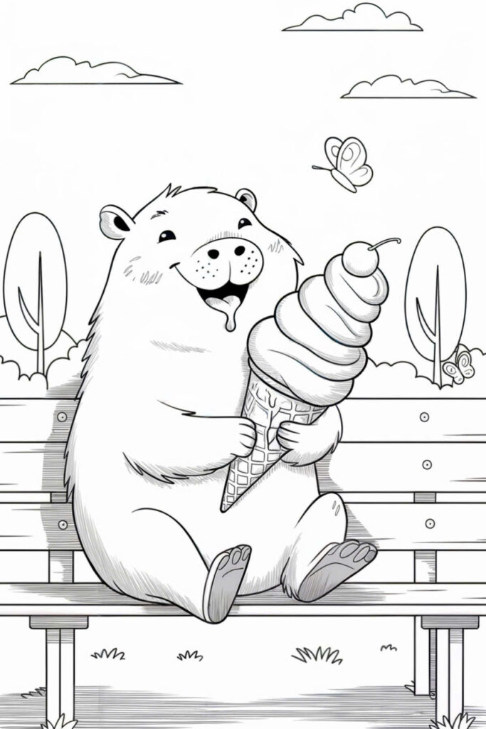 Tranh Tô màu capybara dễ thương Tranh Tô màu capybara dễ thương