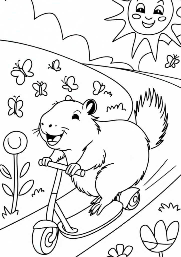 Tô màu capybara cute Tô màu capybara cute
