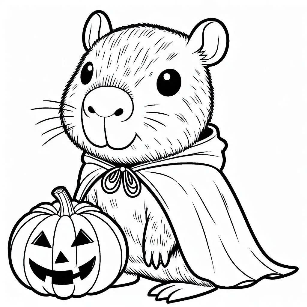 Tô màu capybara hallowen