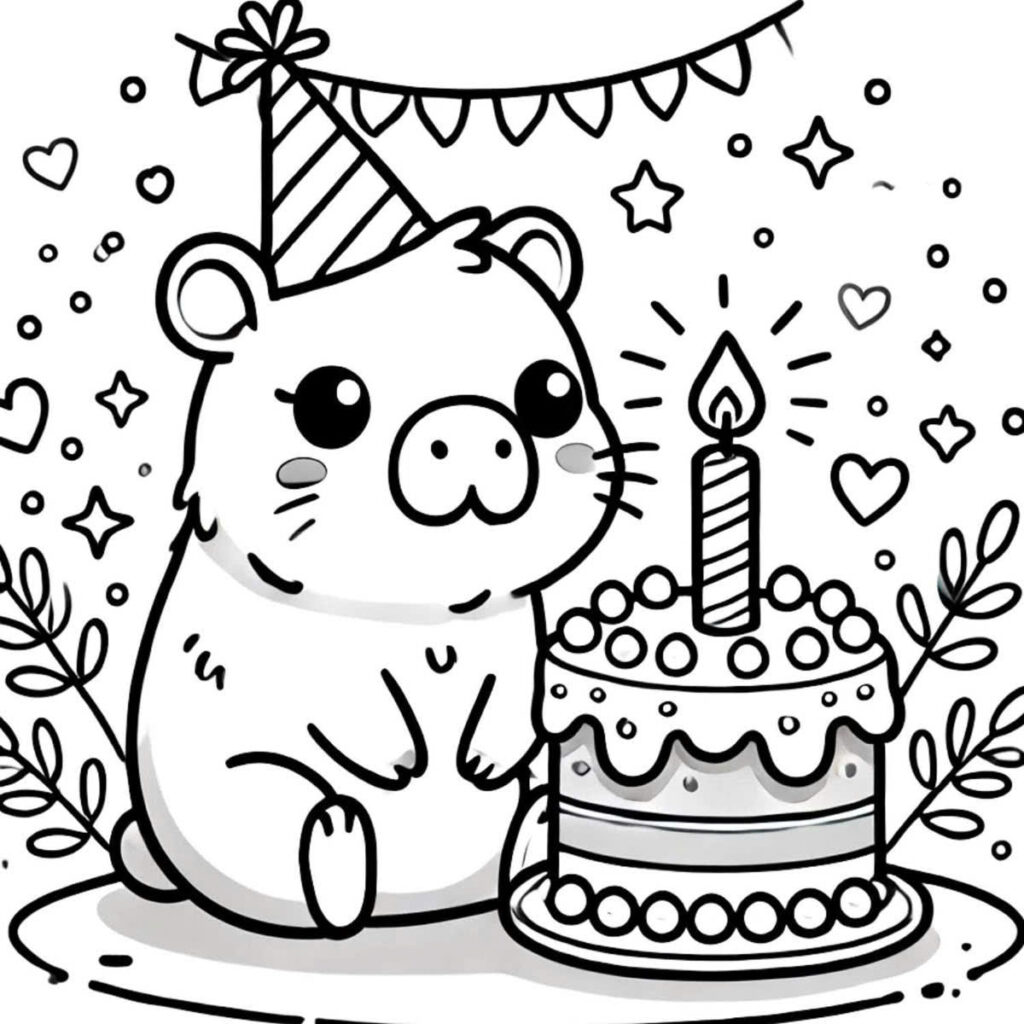 Tô màu capybara đón sinh nhật Tô màu capybara đón sinh nhật