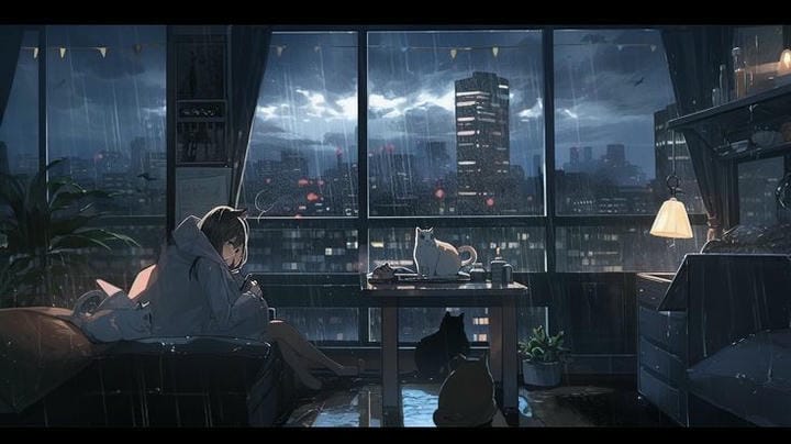 ảnh chill lofi anime mưa buồn