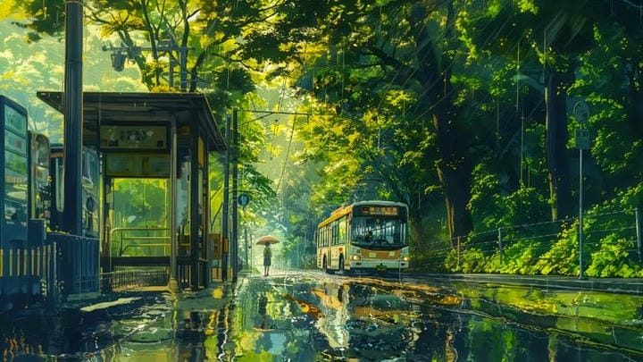 ảnh chill lofi con đường mưa anime
