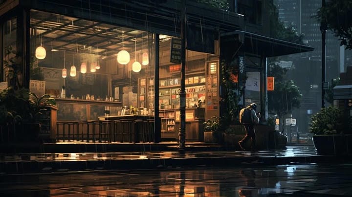 ảnh chill lofi góc phố anime