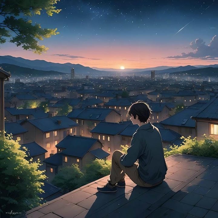 ảnh chill lofi góc phố yên bình anime