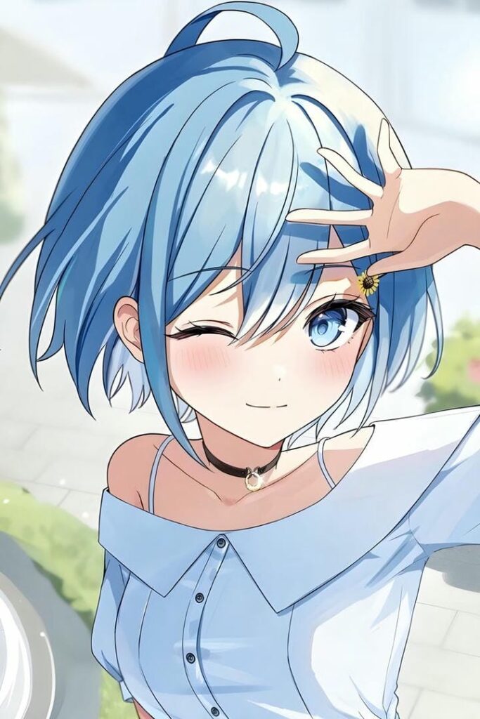 ảnh gái xinh anime nháy mắt