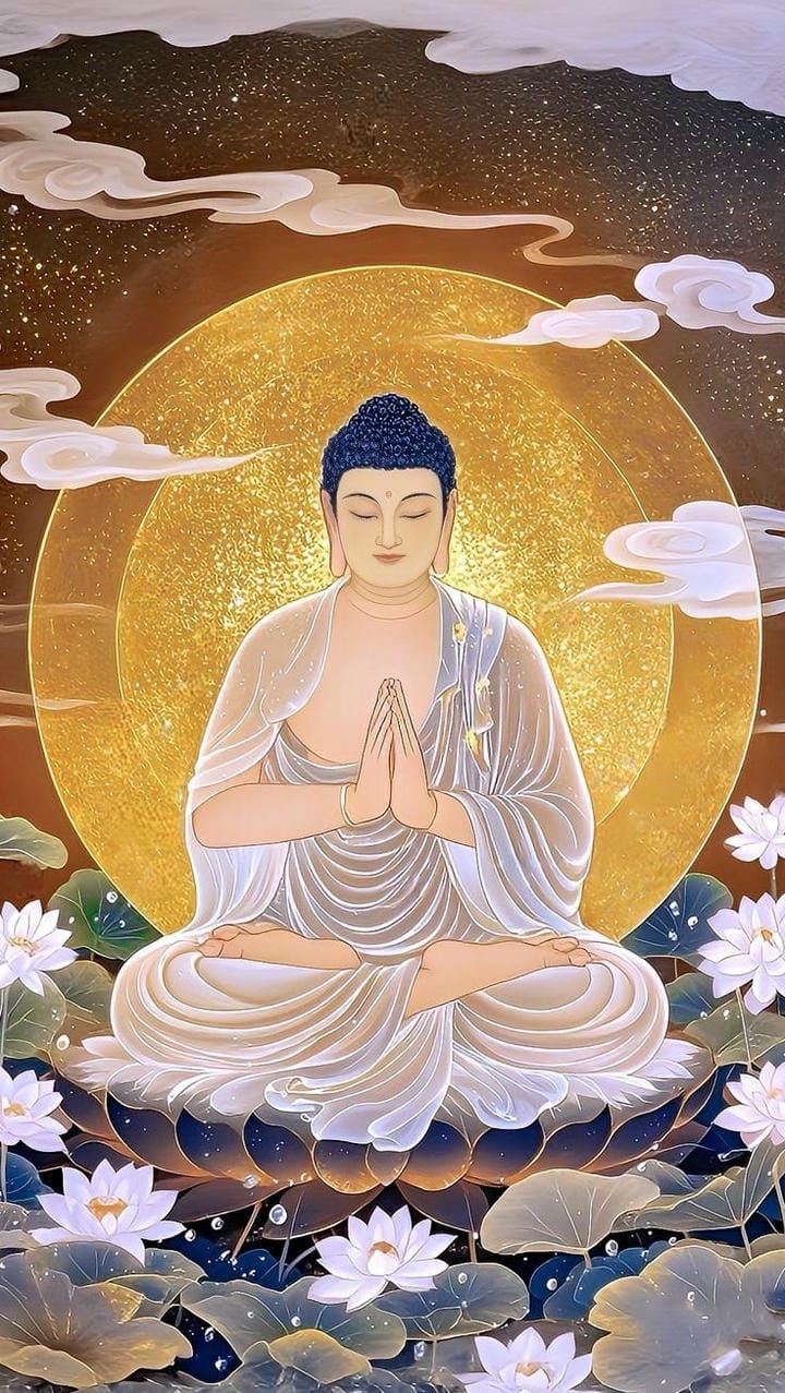 ảnh phật ngồi trên đài sen đẹp