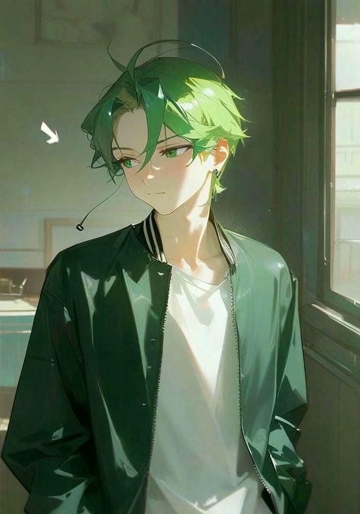 anime nam tóc xanh trẻ trung