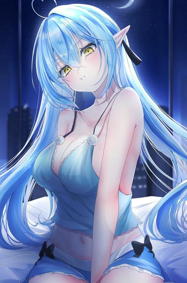 anime nữ màu xanh dương tuyệt đẹp