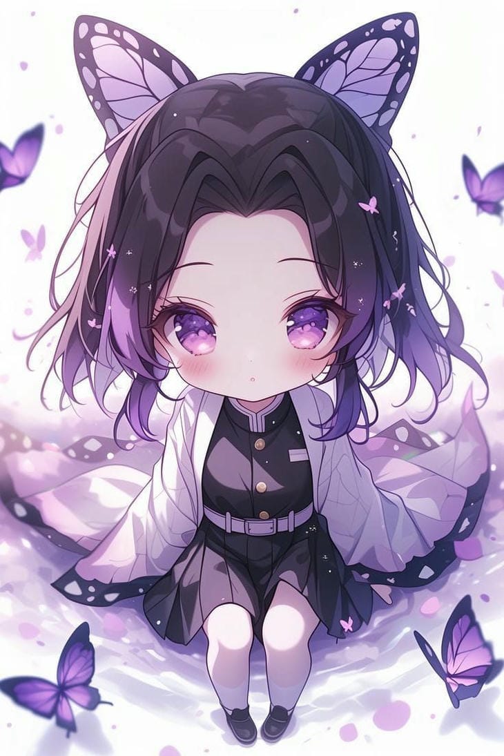 chibi anime bướm tím