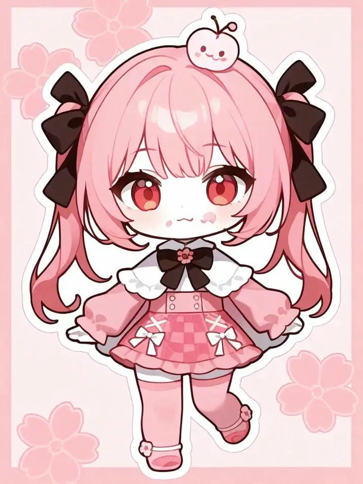 chibi anime tóc hồng