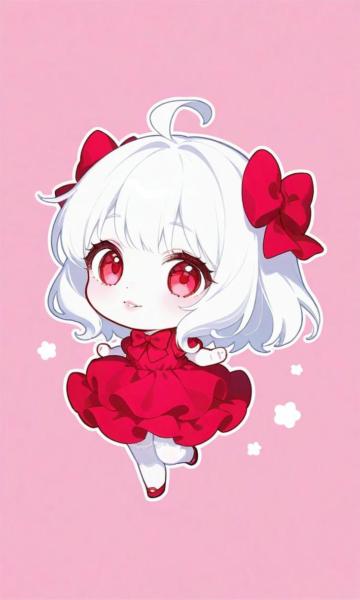 chibi anime tóc trắng