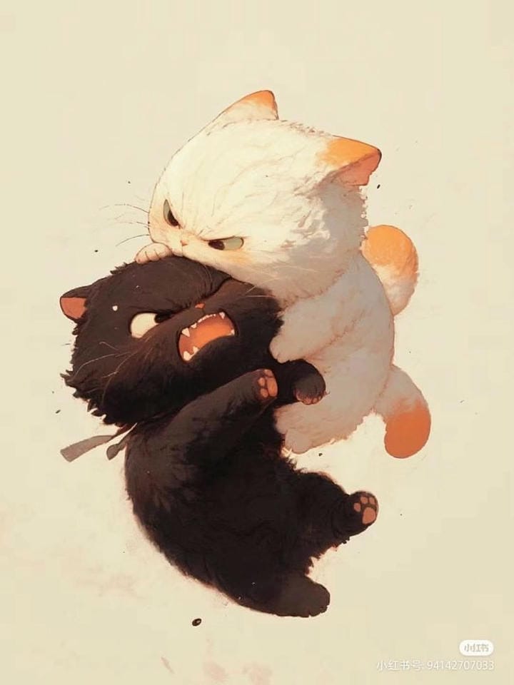 mèo chibi đánh nhau