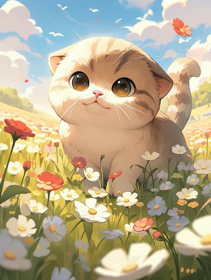 mèo chibi lông vàng