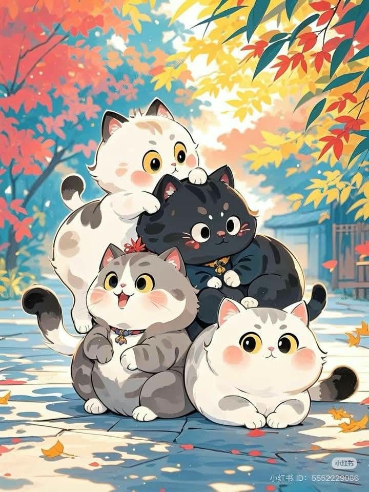 mèo chibi mập đáng yêu