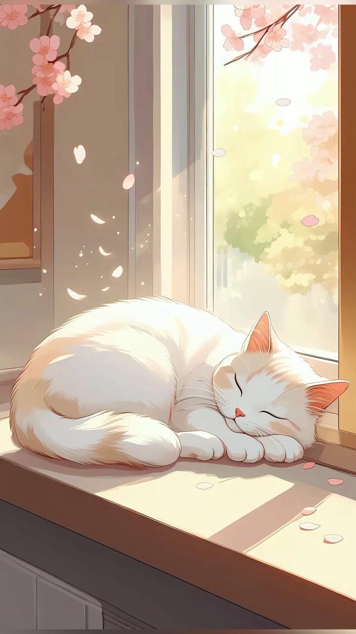 mèo chibi nằm ngủ