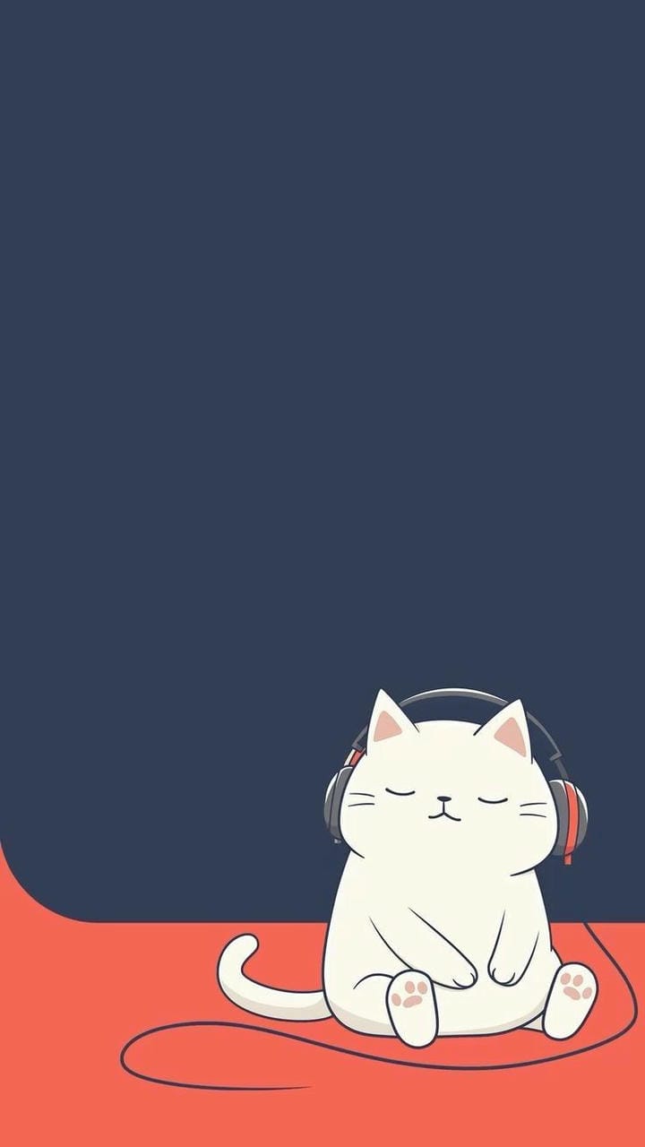 mèo chibi nghe nhạc