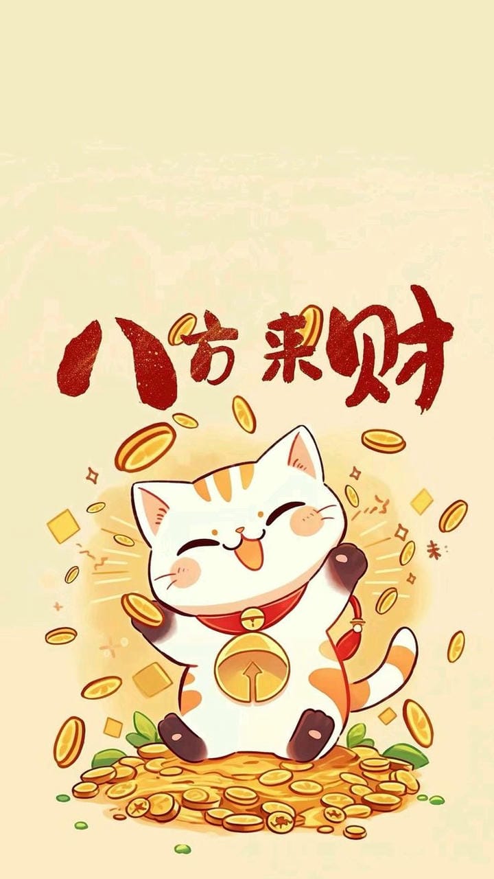 mèo chibi thần tài cute