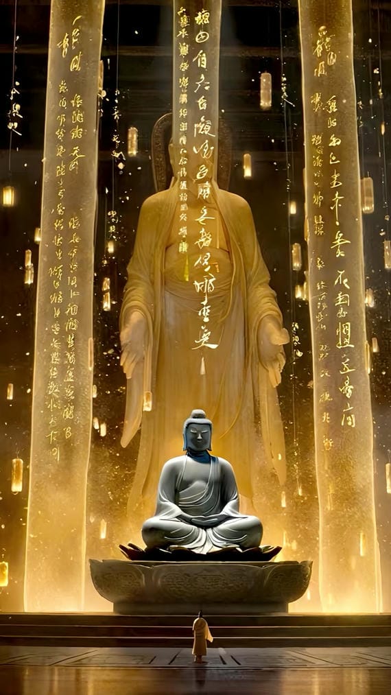 phật a di đà 3d màu vàng tôn nghiêm