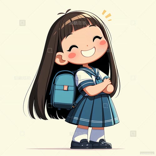Ảnh chibi học sinh nữ cười xinh làm avatar