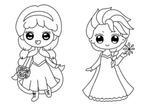 tranh tô màu công chúa chibi