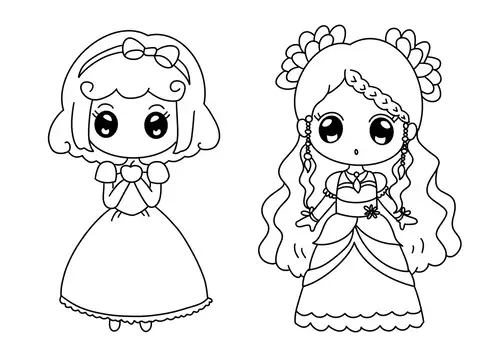 tranh tô màu công chúa chibi dễ thương